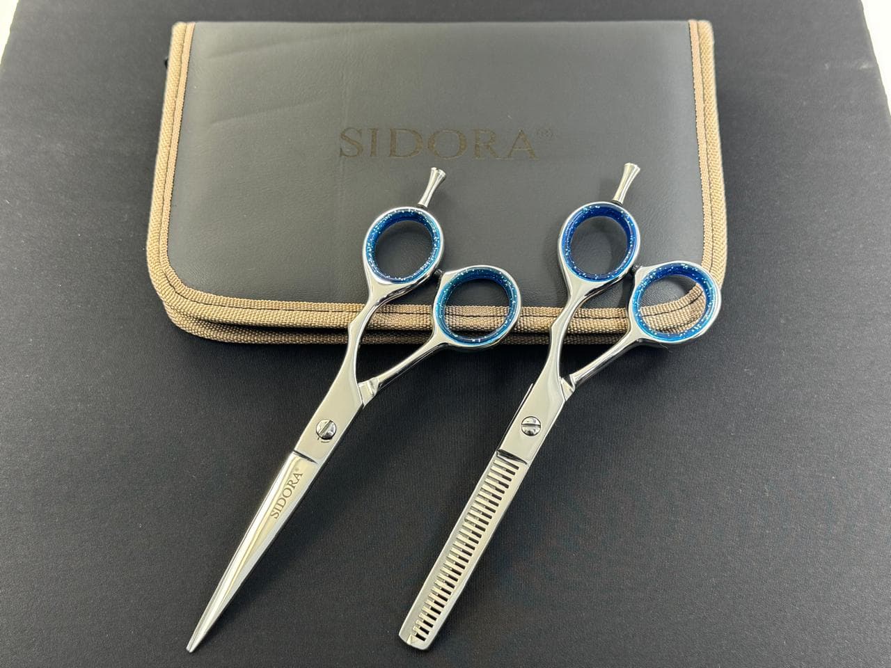 Barber scissors — blue handle